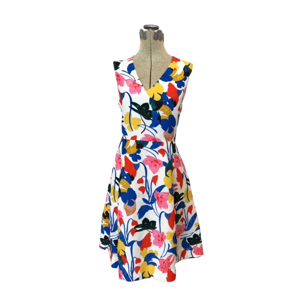 J.Crew- Women’s Floral, V-neck, Fit-and-Flare dress with zipper